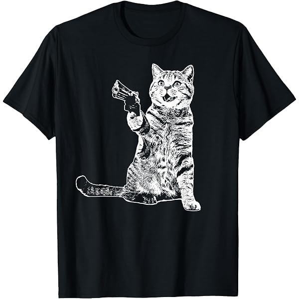 Amazon.com: FRESAN - Gun Cat Lover Cool Kitten Weapon T-Shirt